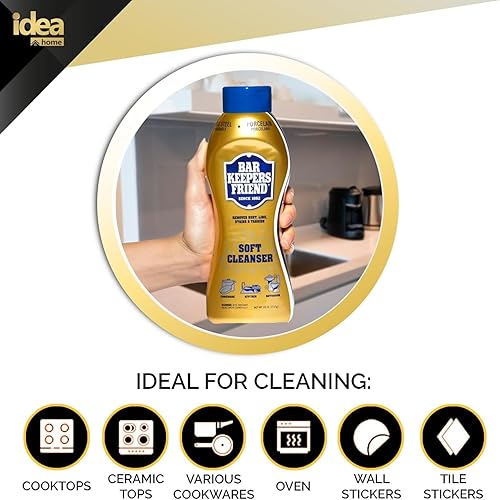 Miniatura 3 de Idea Home Bar Keepers Friend - Limpiador suave (paquete de 26 onzas) (1 unidad) paquete de limpiador multiusos, paño de limpieza de microfibra
