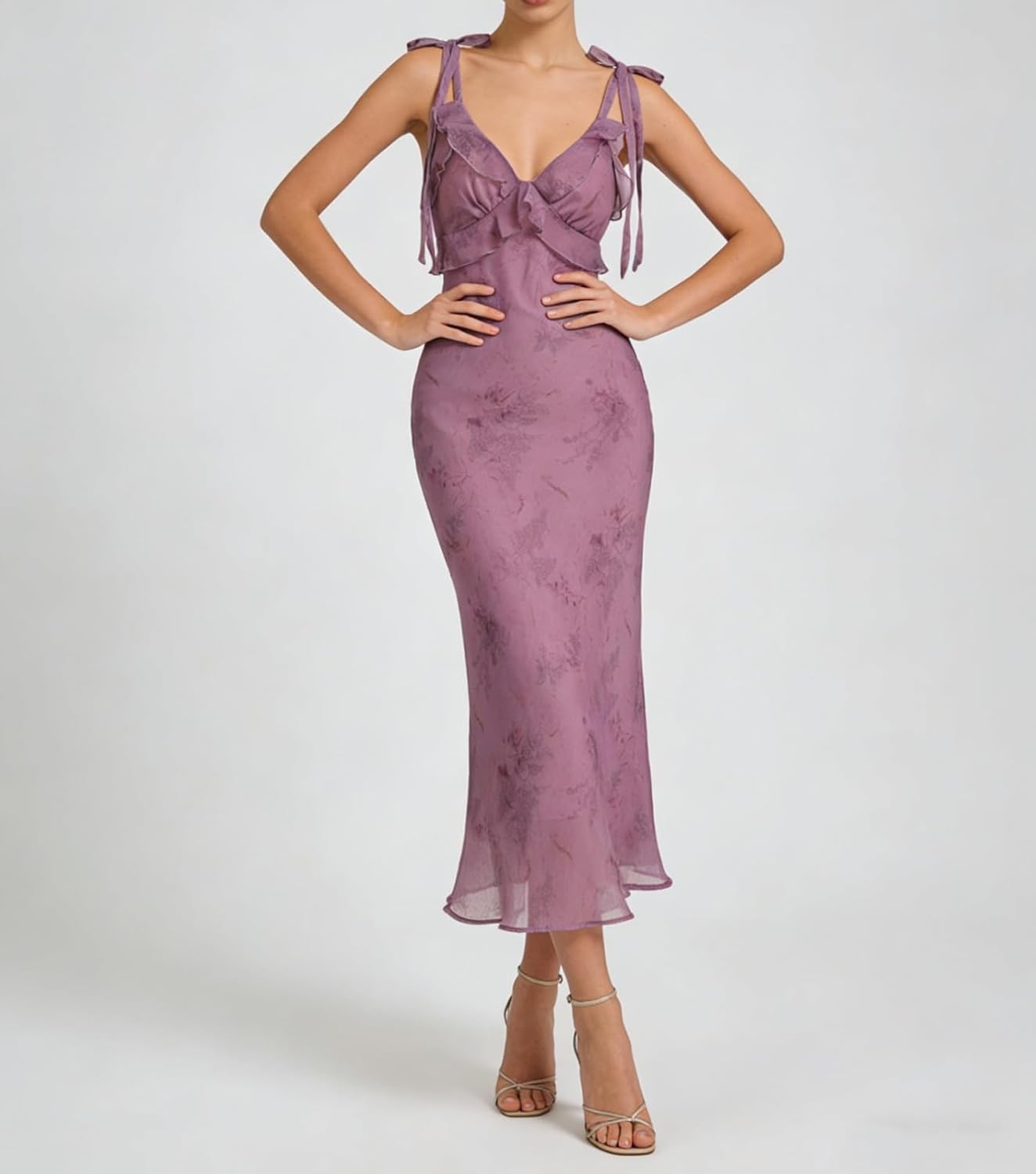 RIHOAS Boho Midi Floral Dress - Elegant Flowy Sundress | Formal-Inspired Outfit for Wedding Guest | Spring Summer Party Dress