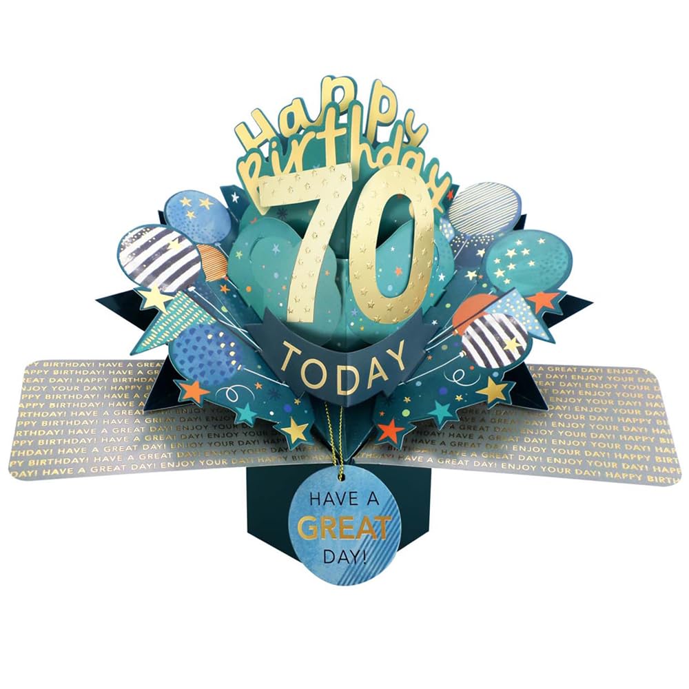 70 Today Happy 70th Birthday Pop-Up Greeting Card Love Kate's Pop Up Cards Him Design POP237MC70 โ image 1