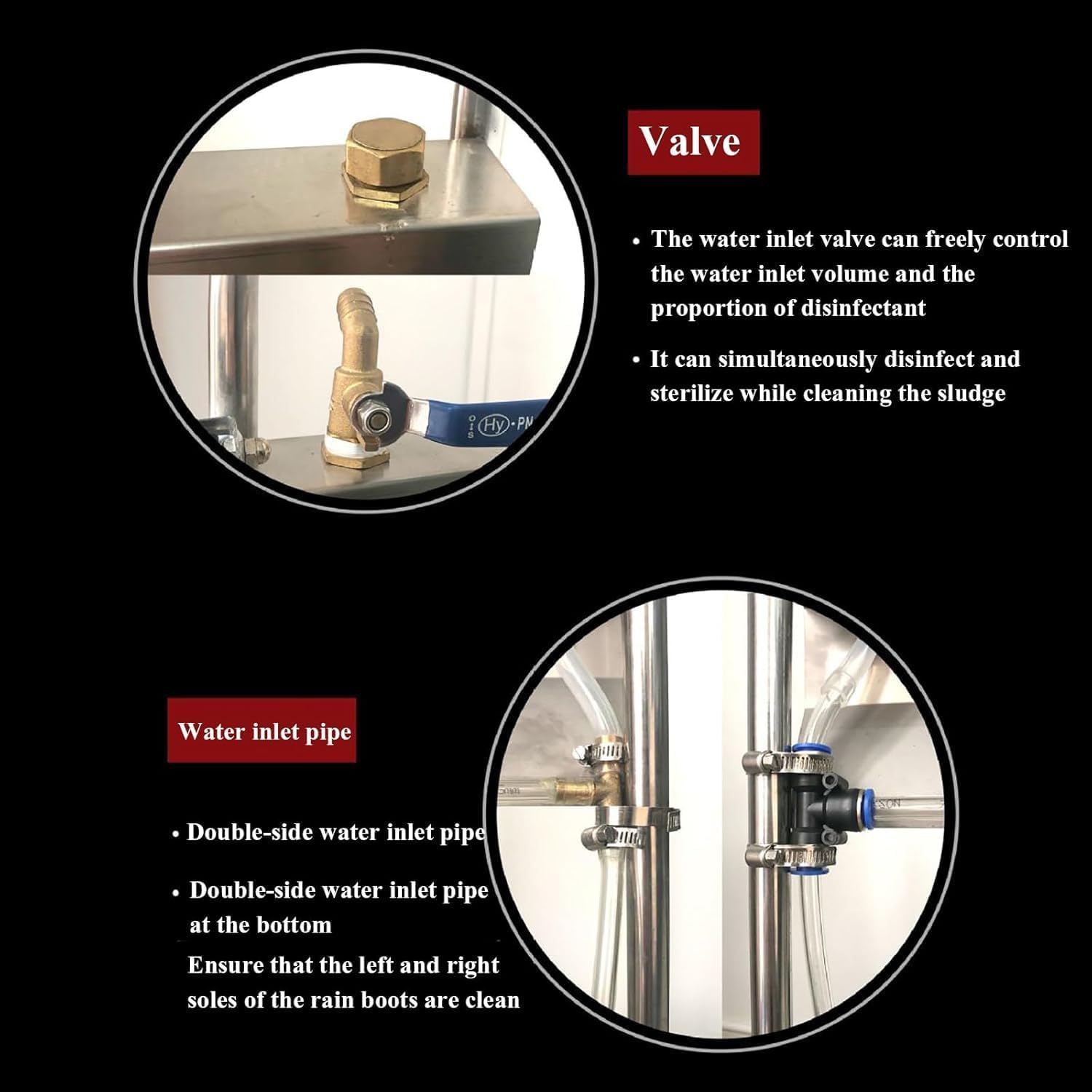 ステンレス製 農場用ブーツスクラバー 靴クリーナー、靴ブラシスクレーパー＆履物クリーナー、水噴射ガン付き、農場・牧場・建設現場向け