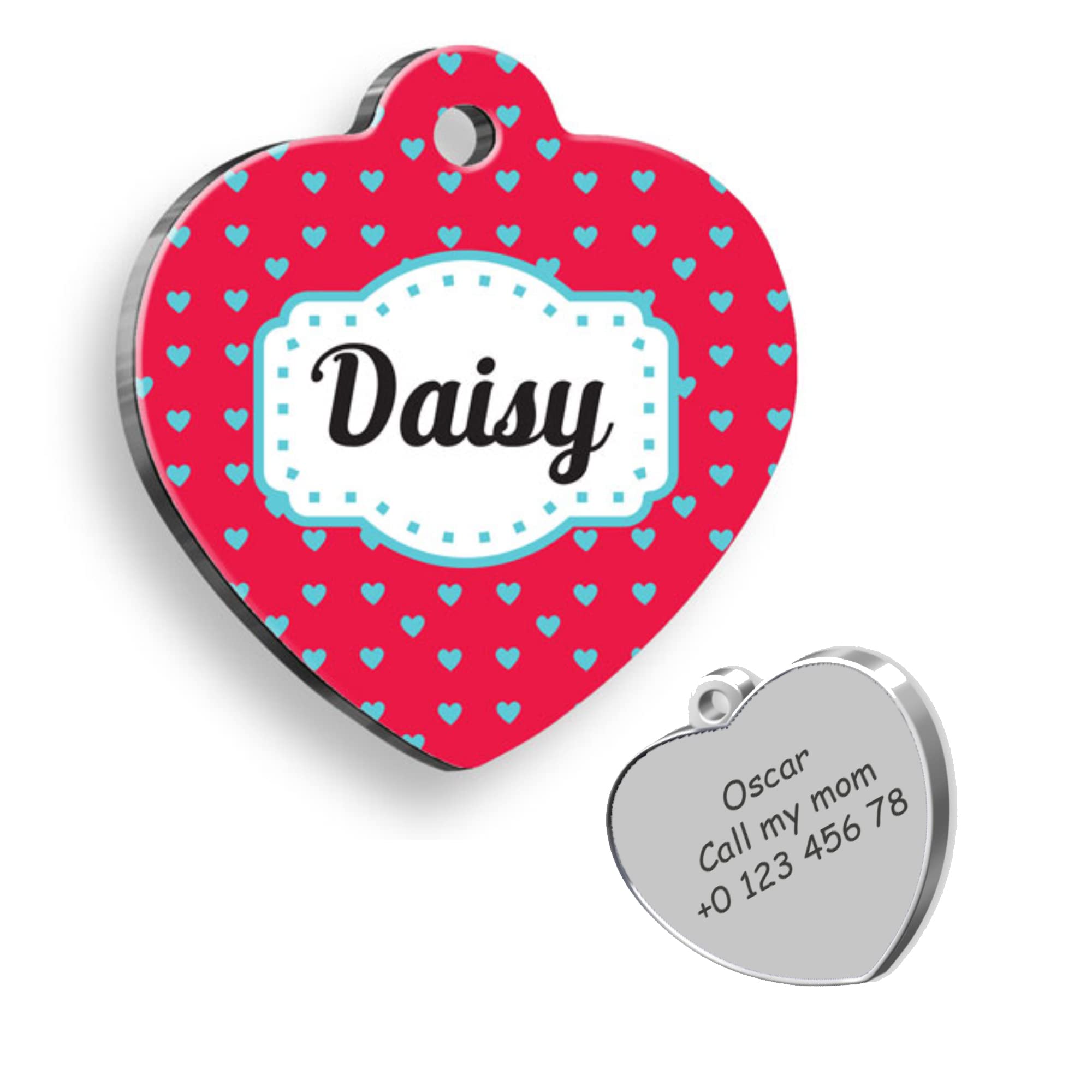 Red Heart Personalized Dog Tag - Custom Name Tag - ID Tag for Dog & Cat - Customized Pet Tags - Dog Name Tag - Cat Name Tag - Engraved Dog Tag