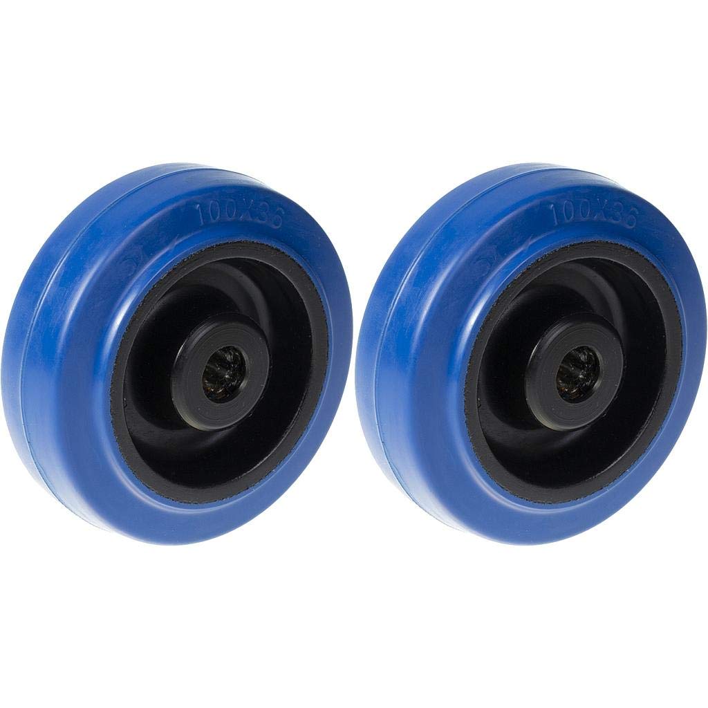 Lot de 2 roues de 125 mm en caoutchouc bleu avec centre en nylon - Capacité de 400 kg