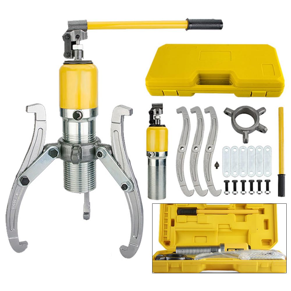 20T - Extractor hidráulico de rodamientos con cabezal de bomba, extractor de volante integrado, extractor de cubo de rueda, 3 brazos