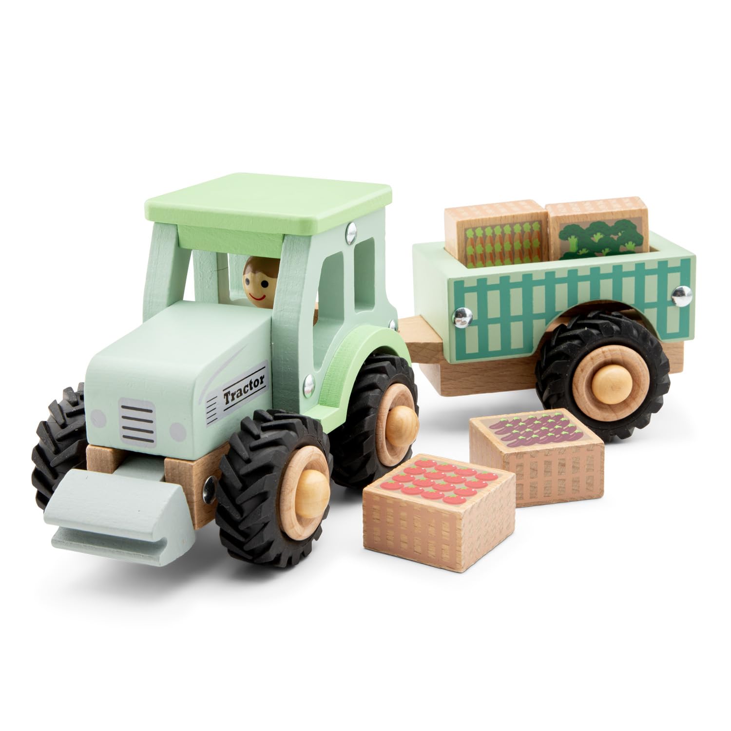 Woet® Set Veicoli da Costruzione Giocattolo in Legno per Bambini - 3 Pezzi - Gioco di Piccolo Mondo - Giocattolo di Imitazione - A Partire da 2 Anni