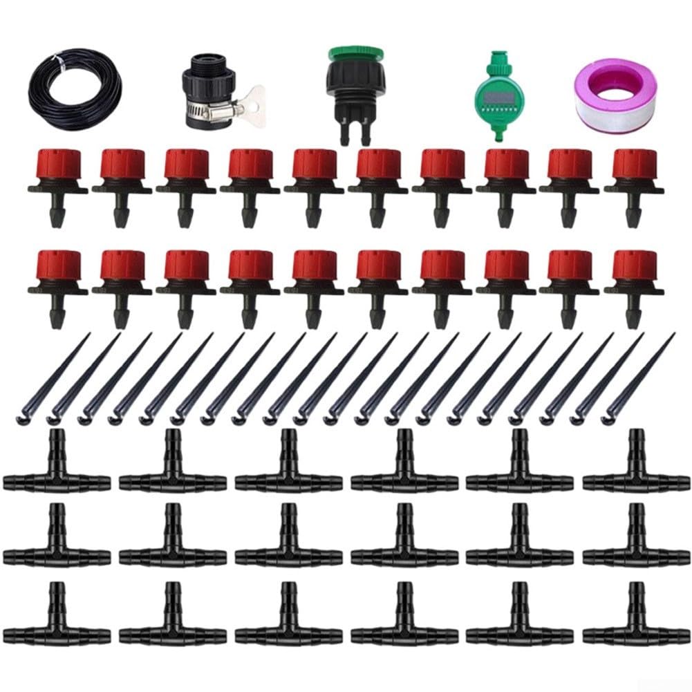 Sistema di irrigazione automatico da 25 m con timer dell'acqua, kit di irrigazione a goccia fai da te per piante da balcone, facile installazione, sistema di irrigazione completo per giardini (con