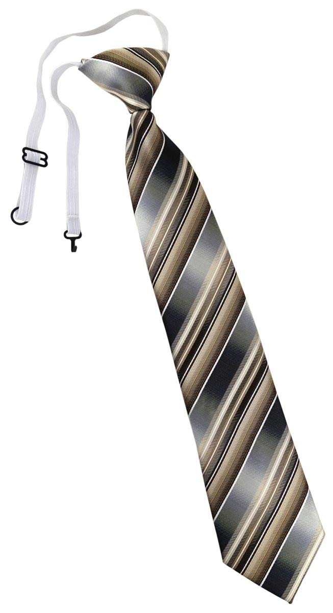 TigerTie Striped children's tie - pre-tied tie with elastic band. - Brown - One size