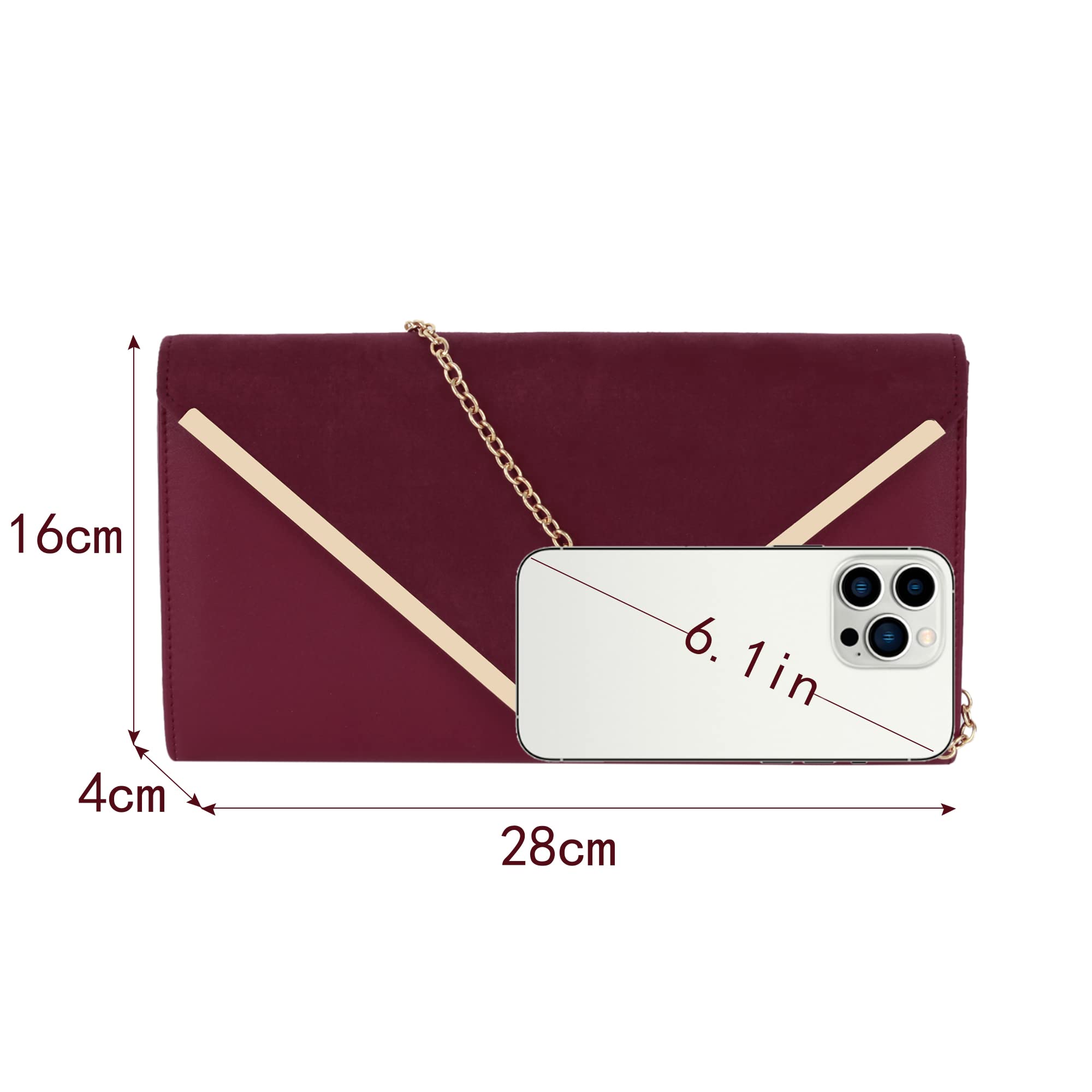 Pochette élégante en velours pour femme - Sac à main avec chaîne - Pour mariage, bal de fin d'année, fête