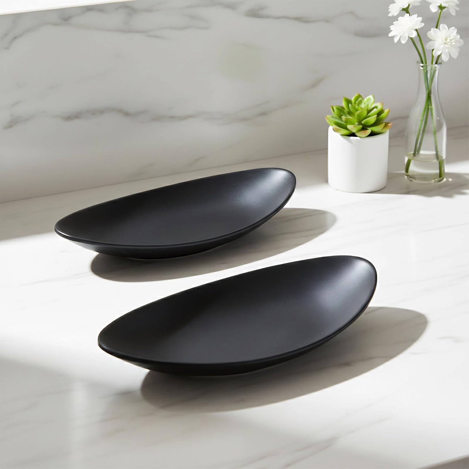 Dekoschale Modern Gvivej Schlüsselschale Oval – Schwarze Dekoschale 20x13,5 Cm Aus Melaminharz – Für Schlüssel, Münzen, Schmuck Im Flur – Modern & Minimalistisch