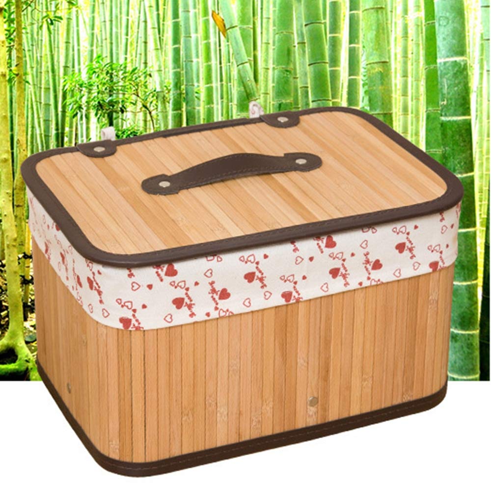 Panier de rangement en bambou 38x28x29 cm pour vêtements sales