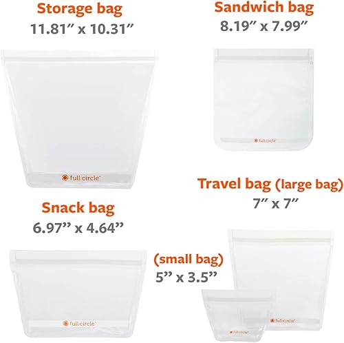 Miniatura 7 de Full Circle- Bolsas reutilizables ZipTuck, Juego de sándwich, Transparente