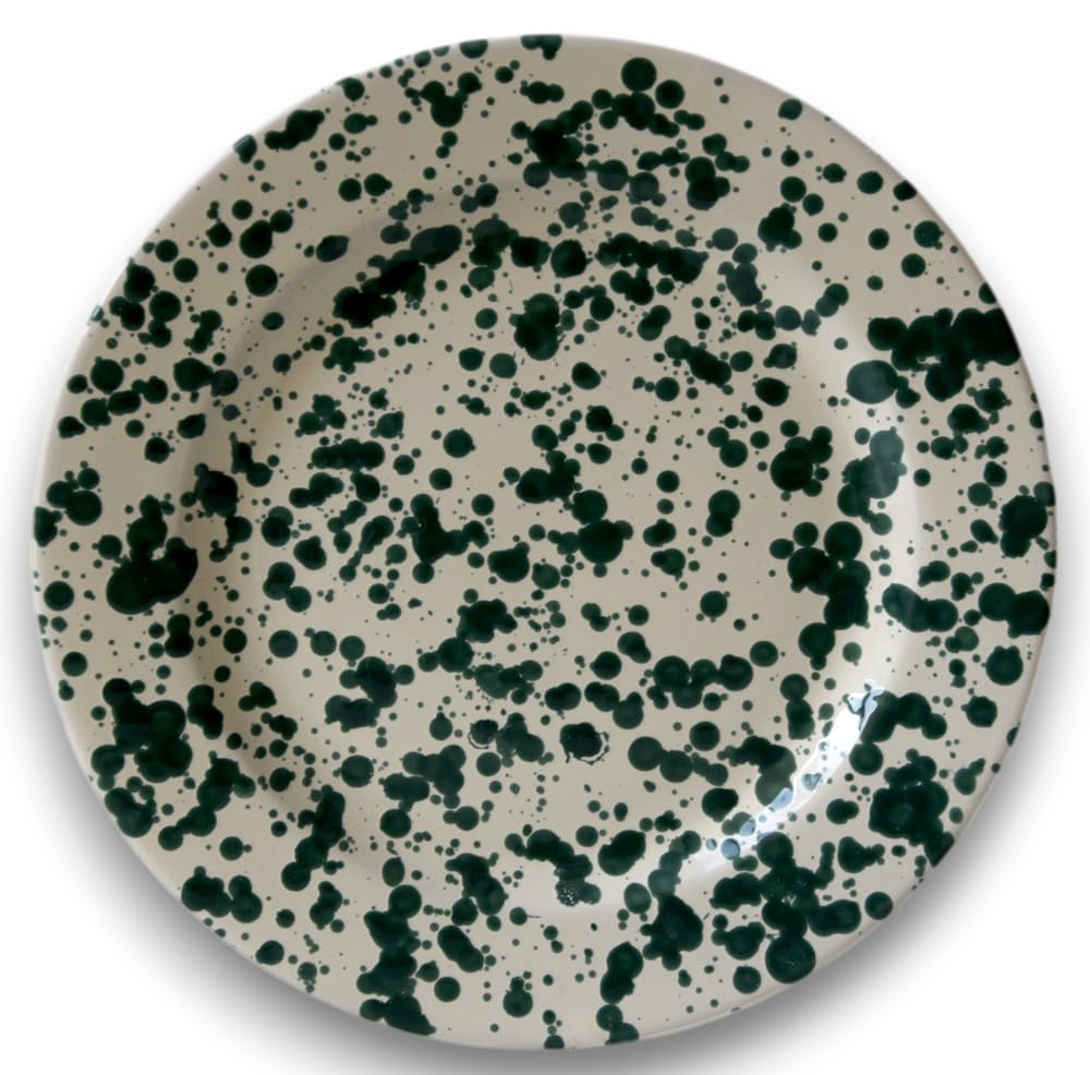 Colì Mayólica y Loza de 1650 Turquesa Moteado Juego de Platos de Mesa de Terracota Pintados a Mano Servicio de Mesa para 6 Personas 12 Piezas 6 Platos Profundos de 23 cm y 6 Platos Planos de 24 cm