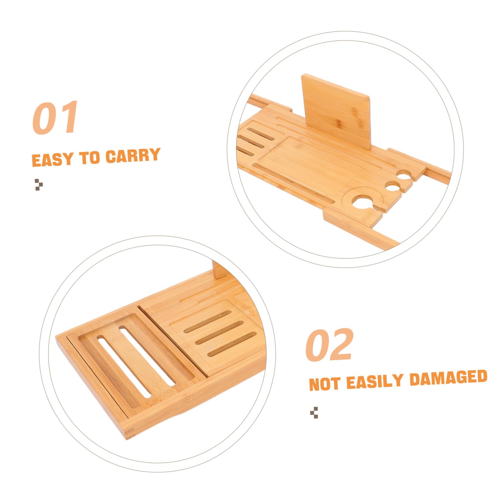 Vassoio da Bagno Facile da Pulire in Bambù Estensibile e Organizer per Vasca Design Regolabile, Resistente All’acqua Accessori Bagno