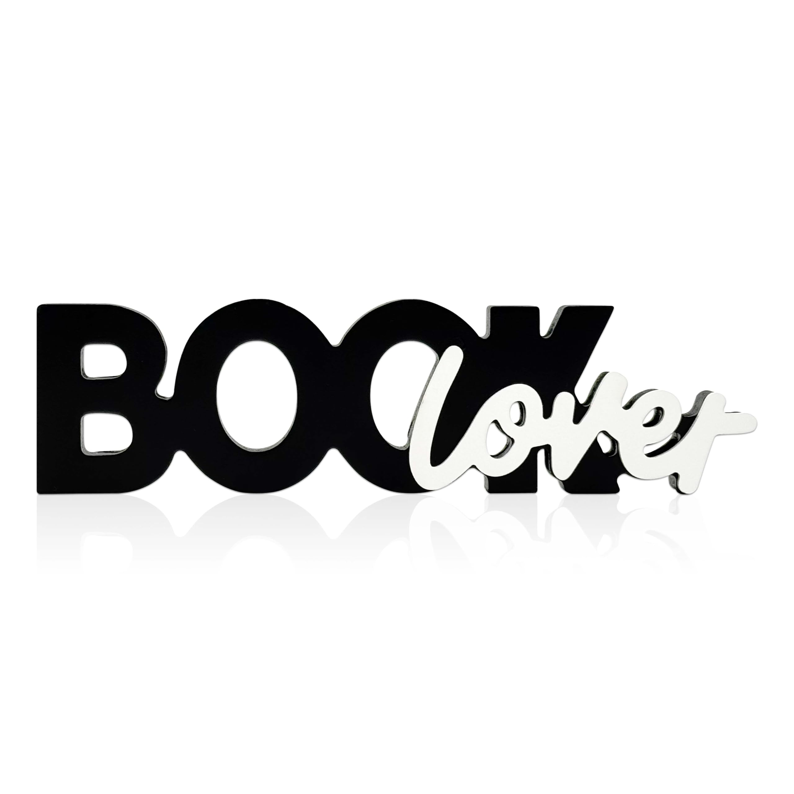 Unique Wooden Book Lover Desk Decor, Reading Accessories And Reading Nook Decor, Bookworm Bookish Decoration For Home Office Bedroom Bookshelf Library Sign, Gifts For Women Men Girls Teens Reader