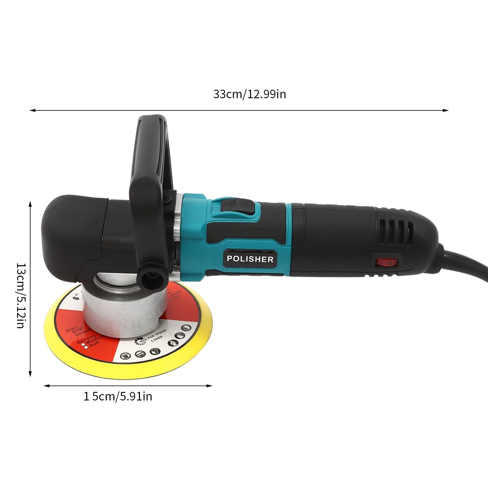 Polisseuse excentrique 850 W, polisseuse excentrique double action, 6 vitesses | 2000 à 4500 tr/min | Disques 15 cm, pour le détail de la voiture, le polissage et le cirage