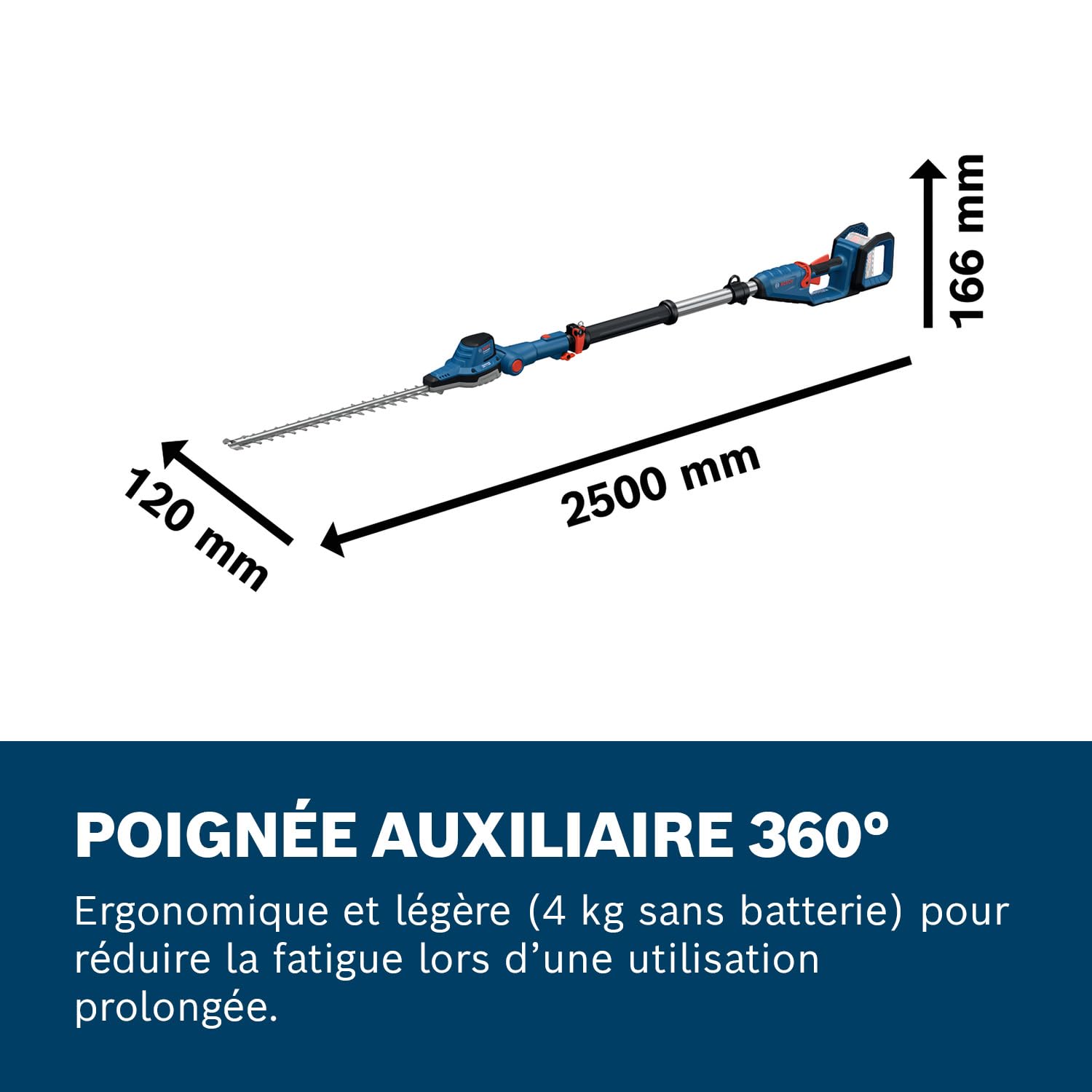 Bosch Professional Taille-haie télescopique GHE 18V-50 TP 18V 2,5 m 3400 courses/min 23,5 mm sans batterie
