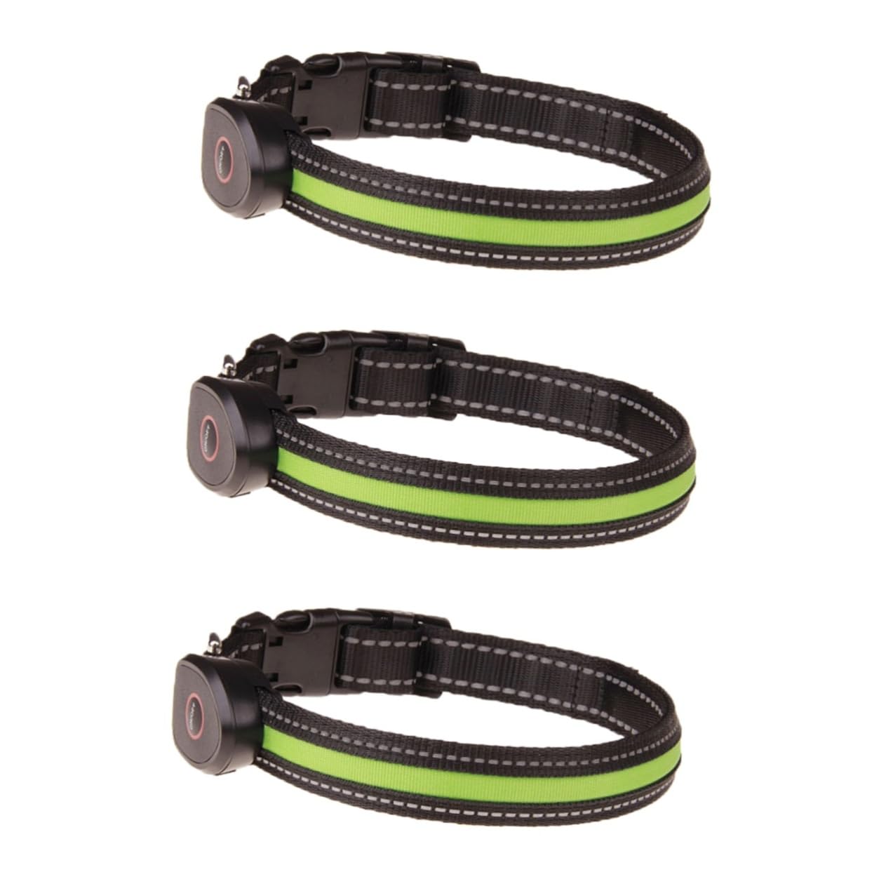Beavorty Collier de Sécurité pour Chien Lot de 3 Pièces Lumières LED Réglables Rechargeables Vert Taille