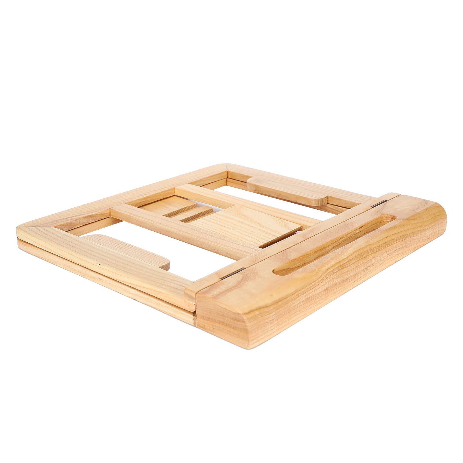 Supporto per computer in legno di frassino, supporto da scrivania pieghevole per laptop e tablet, supporto multifunzionale regolabile in altezza con scomparto per penna, adatto per (Colore legno