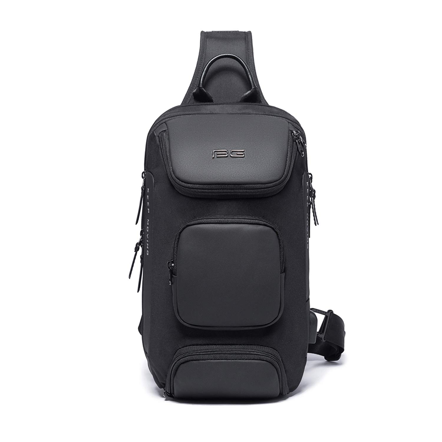 FANDARE Sling Chest Bag Men Business Shoulder Crossbody Backpack fit 9.7 inch Tablet Large Casual Daypack for Outdoor Travel Work Hiking Running Indoor Activities Durable Polyester Black