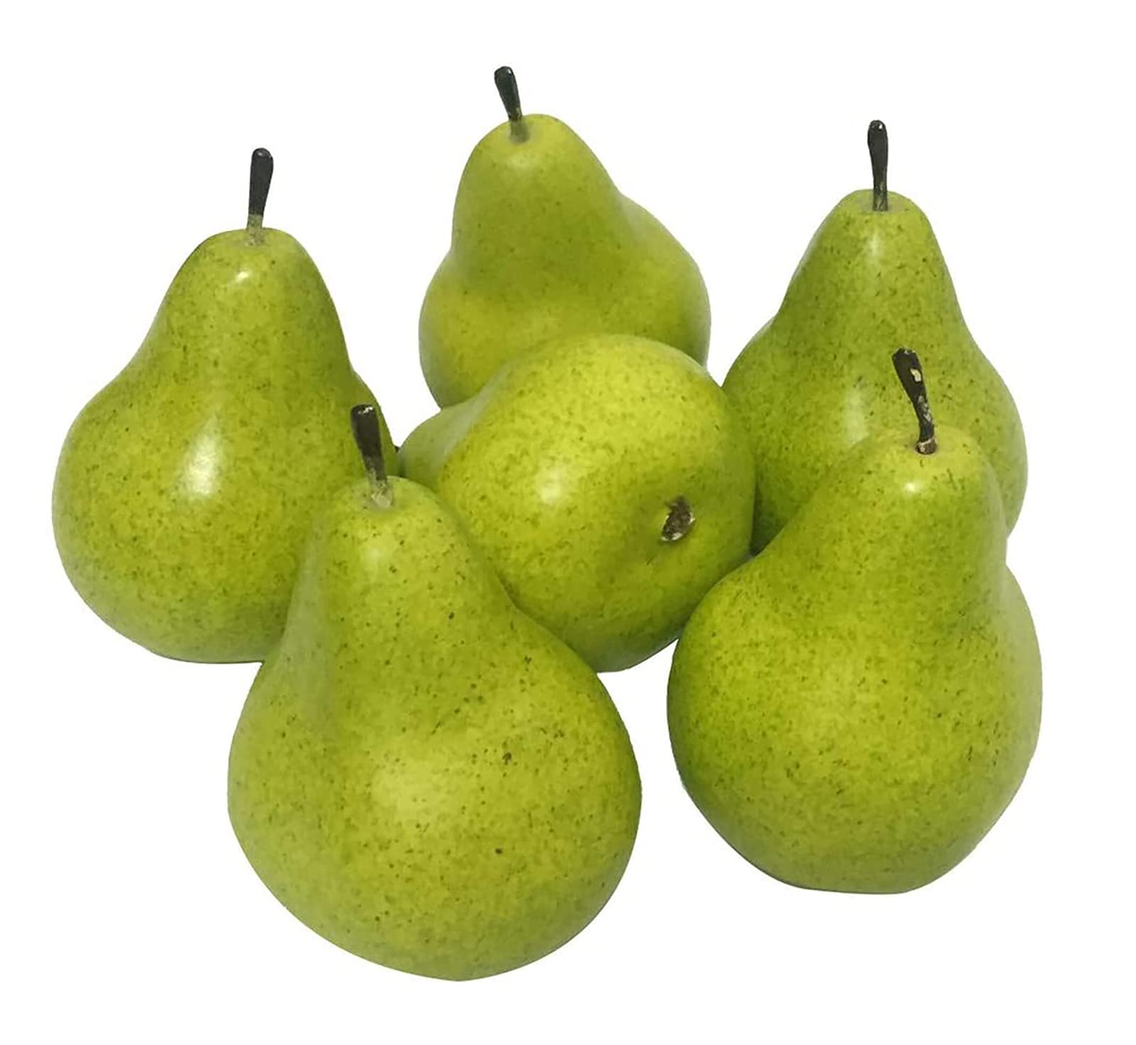 HLTER Artificial Fake Green Pears, Set of 6PCS Fake Pear Fruits Model Lifelike Green Pears Artificial Fruits Vivid Green Pear Simulation Fruit Set for Decor