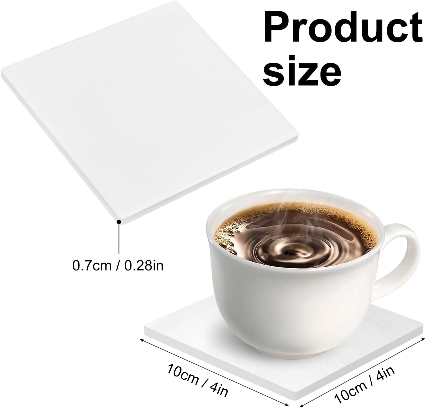 48 PCS Sublimation Blank Ceramic Coasters with Cork Backing Pads, 4x4 Inch Square Versatile & Decorative Glazed Ceramic Coasters for Crafting, Absorbent Ceramic Coaster for Drink