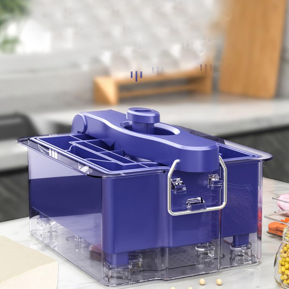 Colador de Yogur de Plástico Azul para Yogur Casero y Smoothies