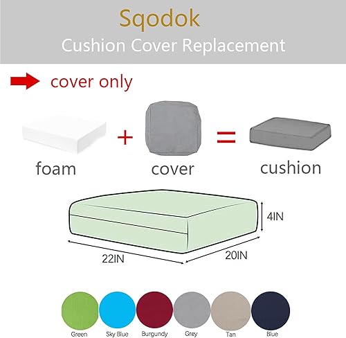 Miniatura 10 de Sqodok - Fundas de cojín de patio de 24 x 24 x 4 pulgadas, resistentes al agua, de repuesto, paquete de 2 fundas para sillas de exterior, para sofá