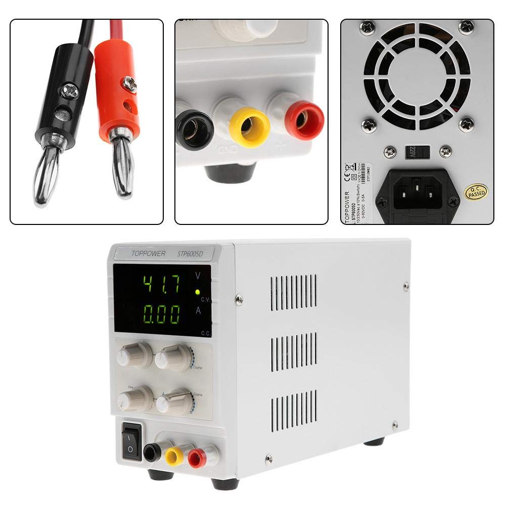 Zasilacz ladla Boratoryjny Akozon, STP6005D 3 LED High Precision DC Regulowany zasilacz 300W 0-60V 0-5A Przełącznik 110 / 220V Zasilacz biurkowy Stabilne wyjścia (220V UE)