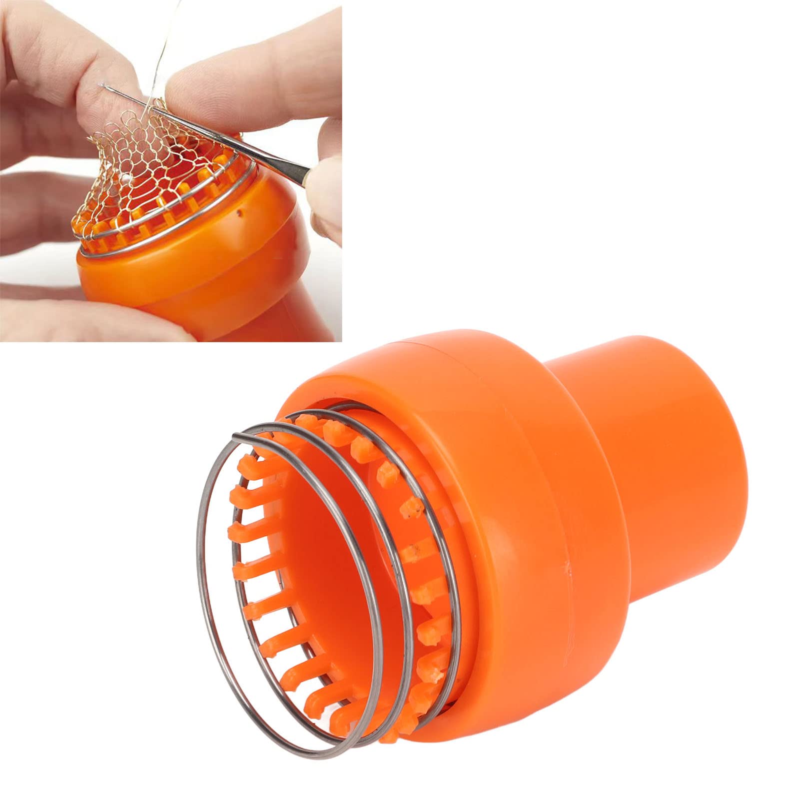 Mini Knitting Loom Machine - Orange Wire Crochet Loom For Hats, Scarves & Socks