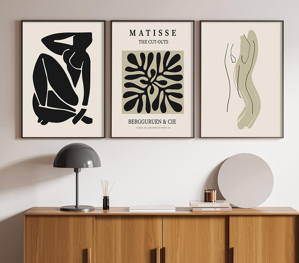 ag.art deco Affiche Decoration Murale 40x50 cm | Affiche Murale pour Salon et Chambre à Coucher | Poster Mural Sans Cadre | Lot de 3 Tableaux (Fleurs Matisse