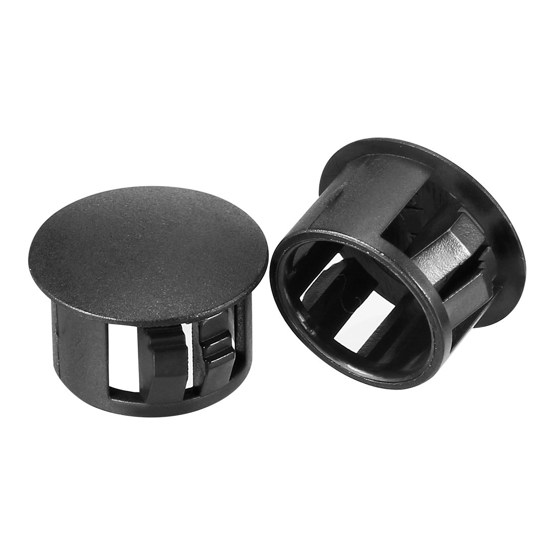 sourcingmap Hold Plugs,20pcs 14mm x 10.4mm Black Nylon Round Snap Locking Panel Hole Cover