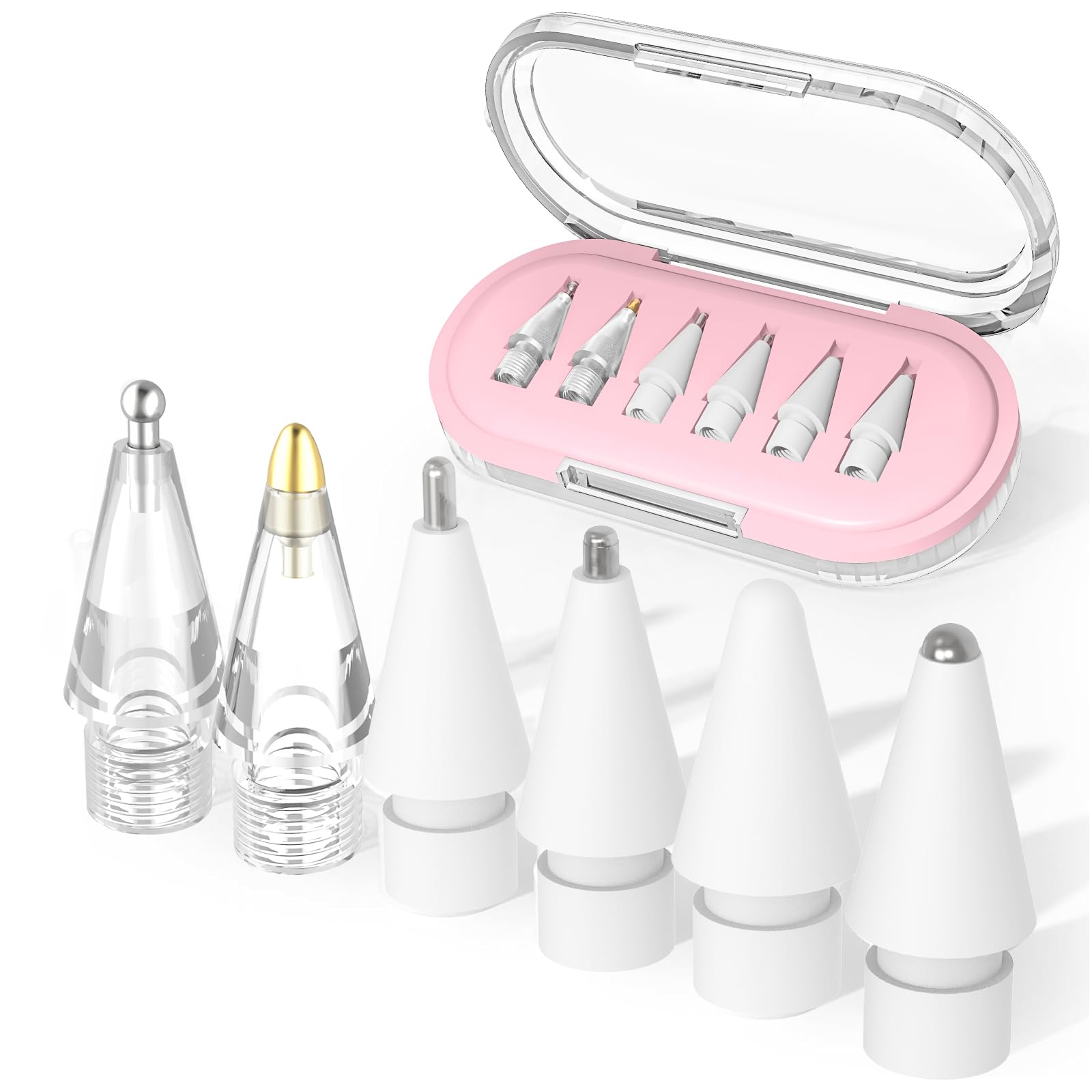 iPadアクセサリー Apple Pencil USB-C+ Apple Pencil Tips Upgraded 6 Pack Apple Pencil Tips Replacement with Clear Case, No