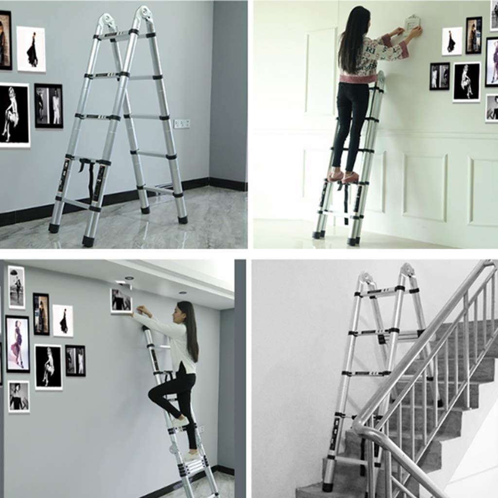 Aluminum Alloy Extension Ladder, Household Multi-Function Folding Ladder, Portable Outdoor Engineering Lifting Stairs, Bearing Capacity 330 Pounds (Size : 1.9M+1.9M=3.8M(12FT))