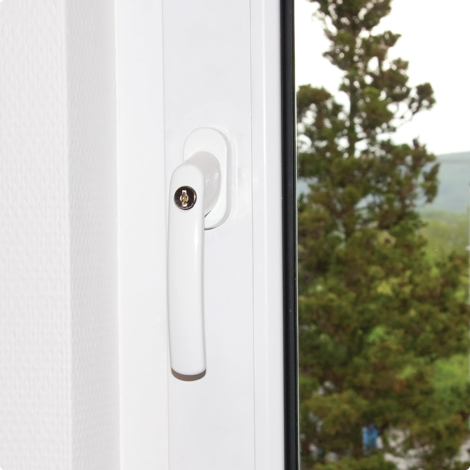 ABUS Poignée de Fenêtre Verrouillable FG200 AB208 - Lot de 5 - Bouton de Fenêtre avec Cylindre de Pression, à Verrouillage Identique - Niveau de Sécurité 3- 84581 - Blanc