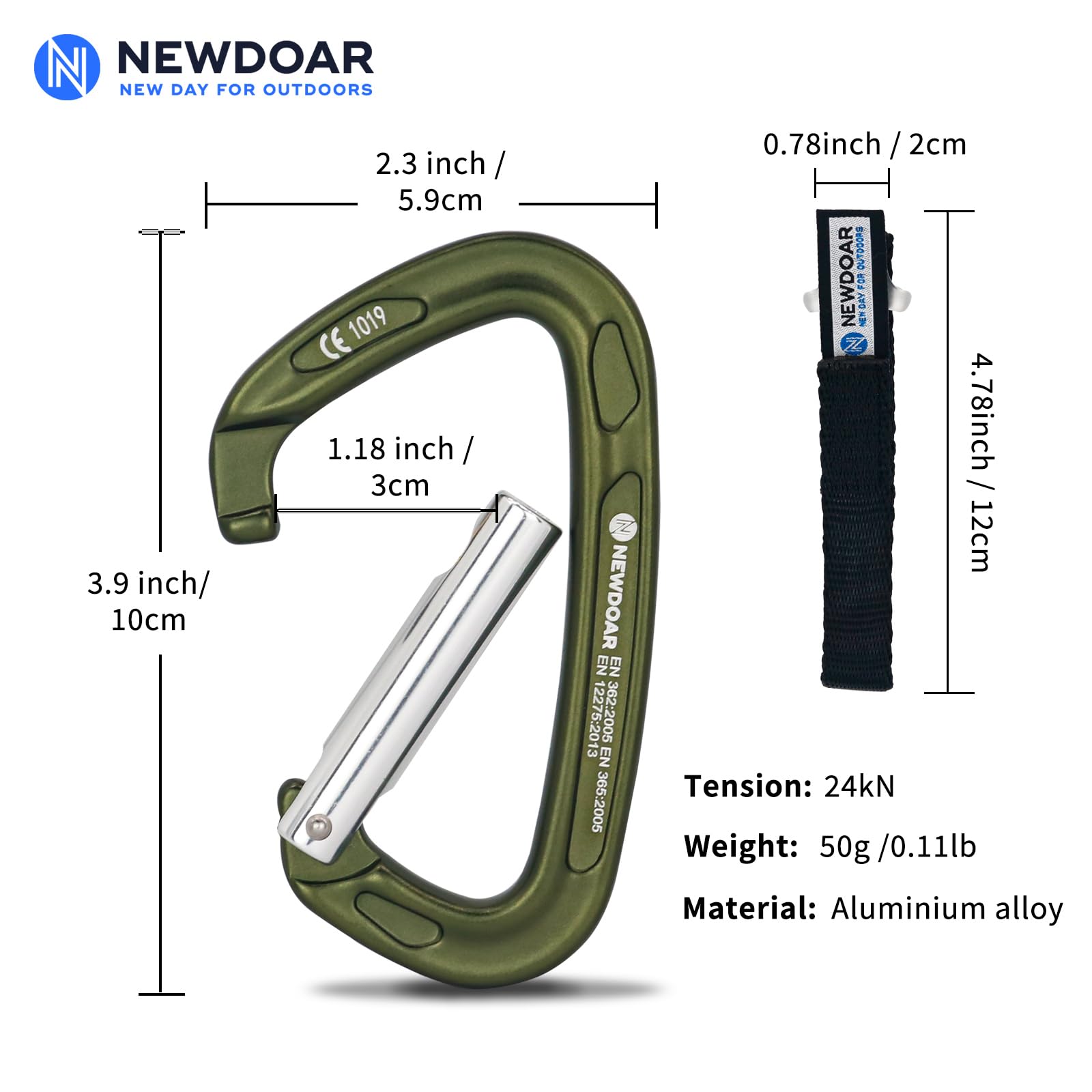 NewDoar Ultralekka aluminiowa brama Quickdraws Straight Bent Gate 2-pak, lekki zestaw Quickdraw do wspinaczki skałkowej z nosem kluczowym do sprzętu wspinaczkowego do profesjonalnego sportu i