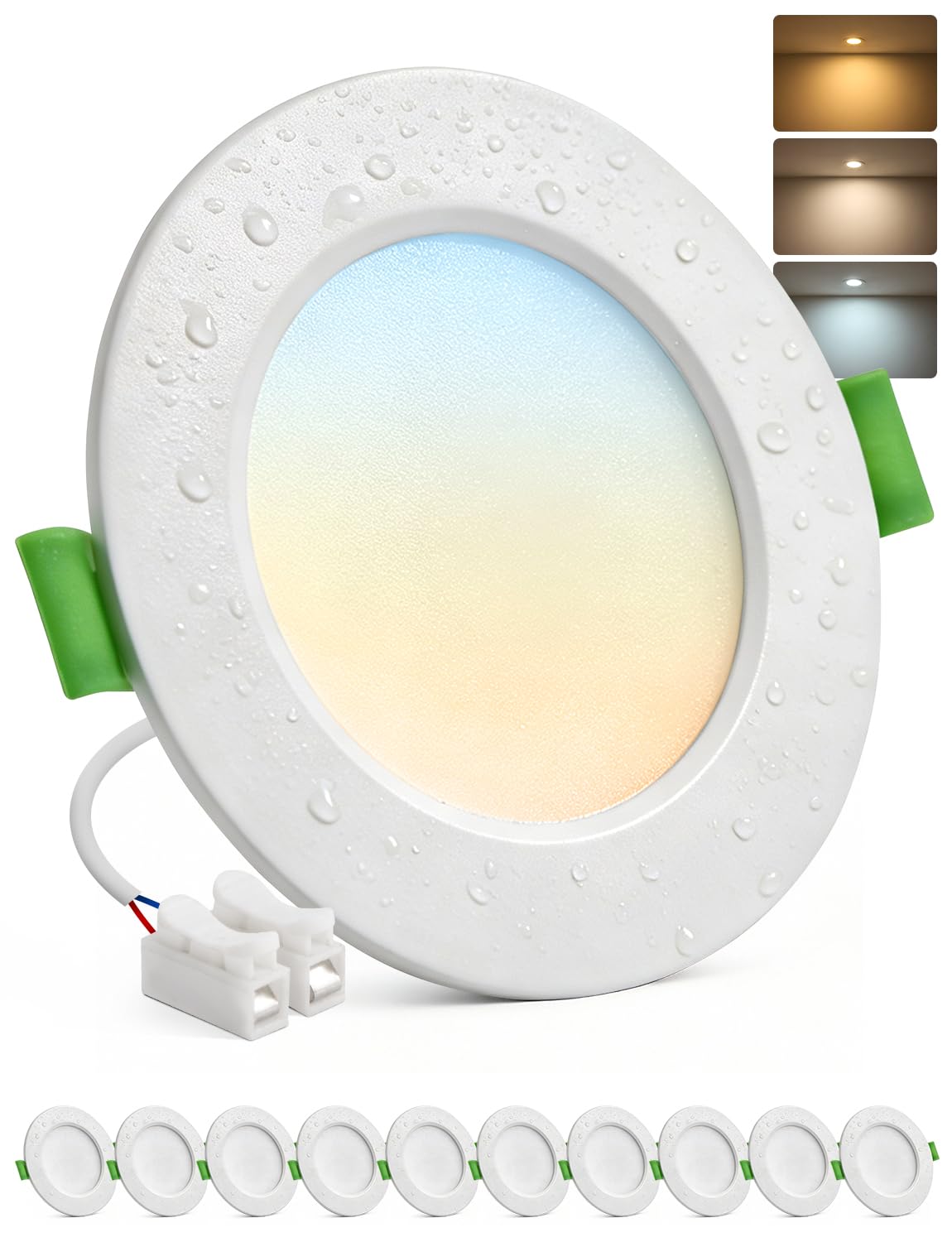 Bojim Spot LED Encastrable Salle de Bain IP44, 230V Spots de Plafond Trou 68mm - 80mm, Éclairage Encastré Extra Plat 5W, Blanc Chaud Neutre Froid pour Cuisine Chambre Salon, Lot de 10