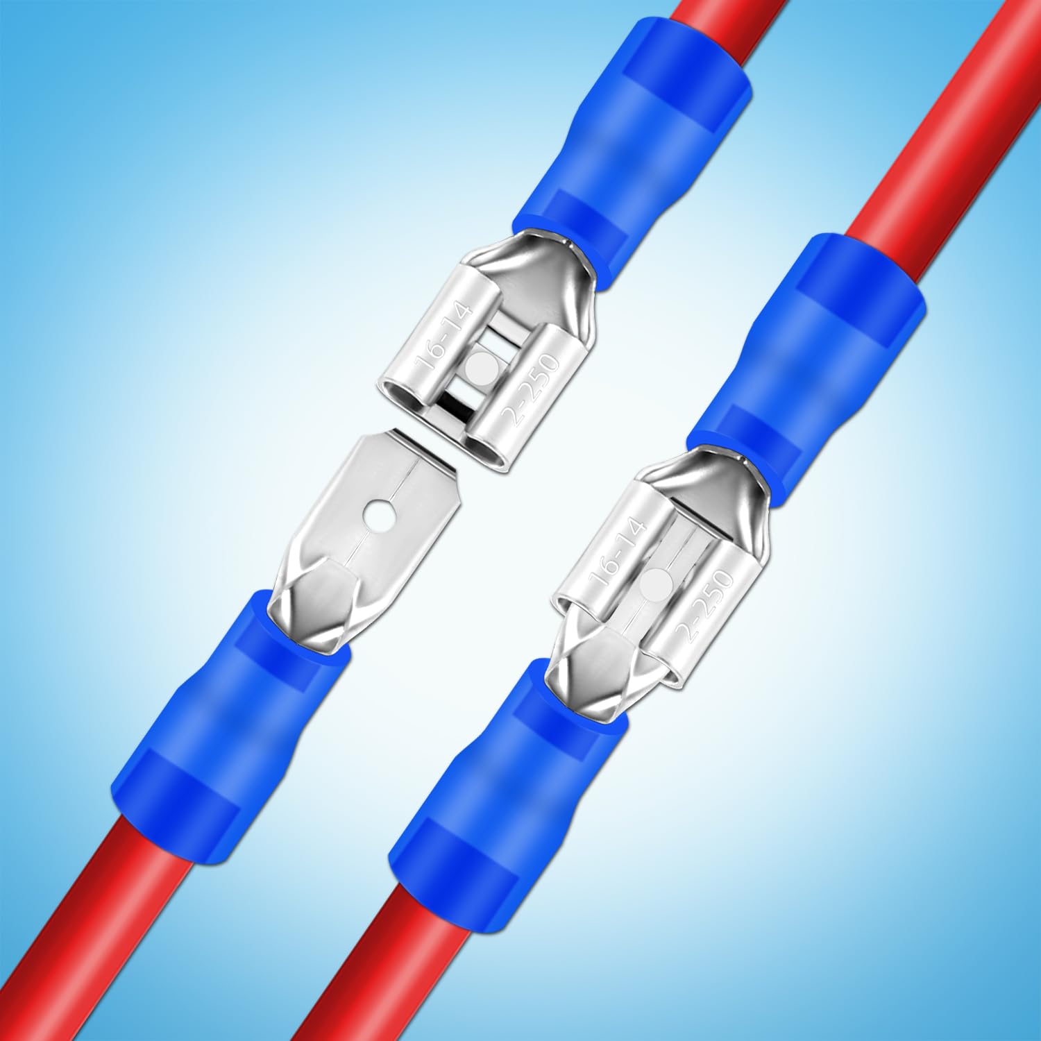 50x Flachstecker 2,8 Mm – Rot, Teilisoliert, 0,5–1,5 Mm², Kabelschuhe