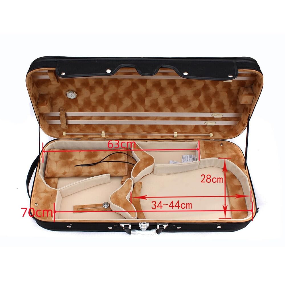 Vetimobato Adjustable Double Violin Case Hold 2 Violins or 1 Violin & 1 Viola with 4 Bow Holders and Back Strap