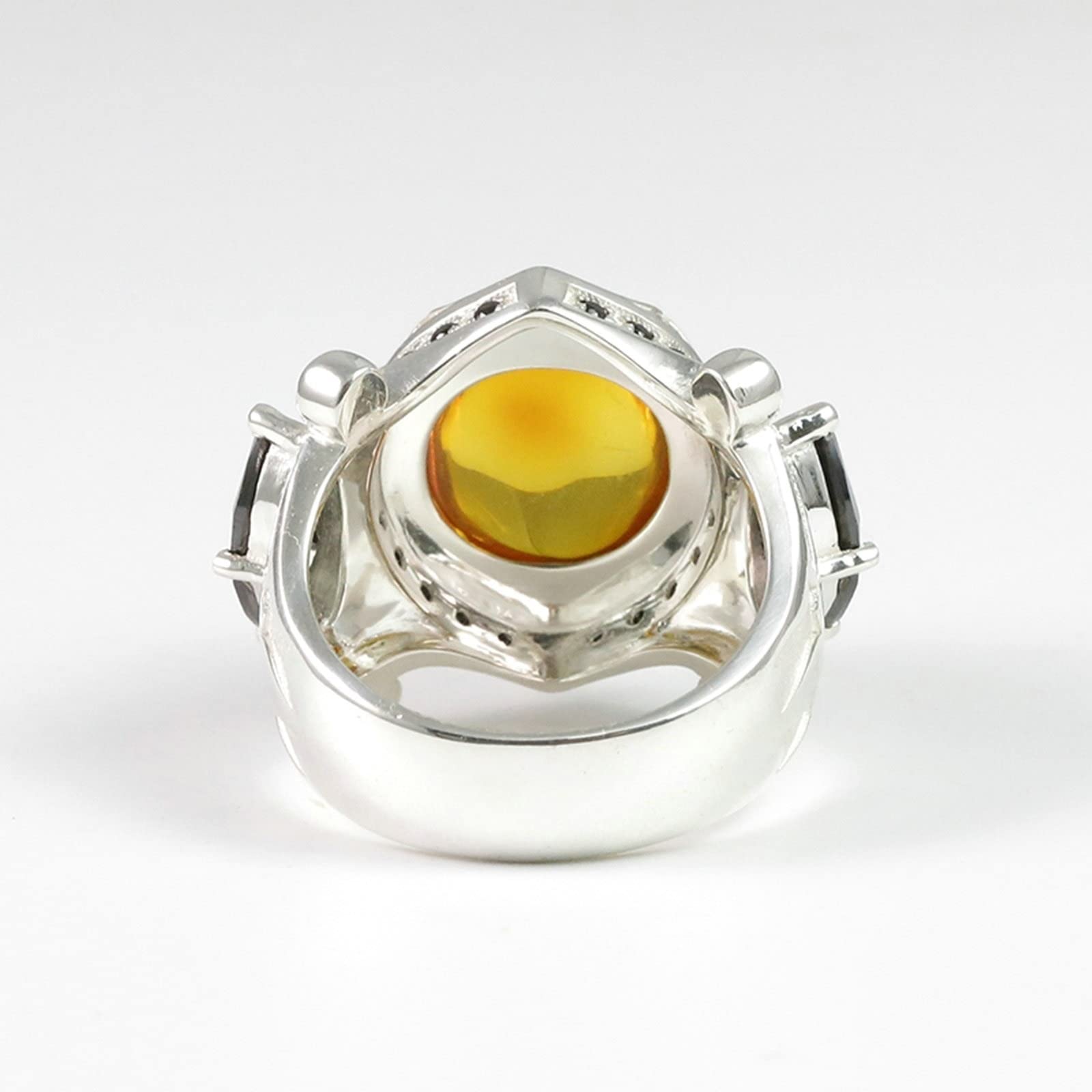 Anillo Hombre Piedra Negra, Alianzas de Boda Plata de Ley 925 Anillo Piedra con Zirconia Cúbica Plata con Caja