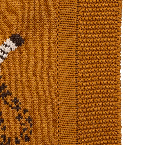 Image of Creative Co-Op Soft Cotton Knit Baby Blanket with Decorative Cheetahs, Mustard Color