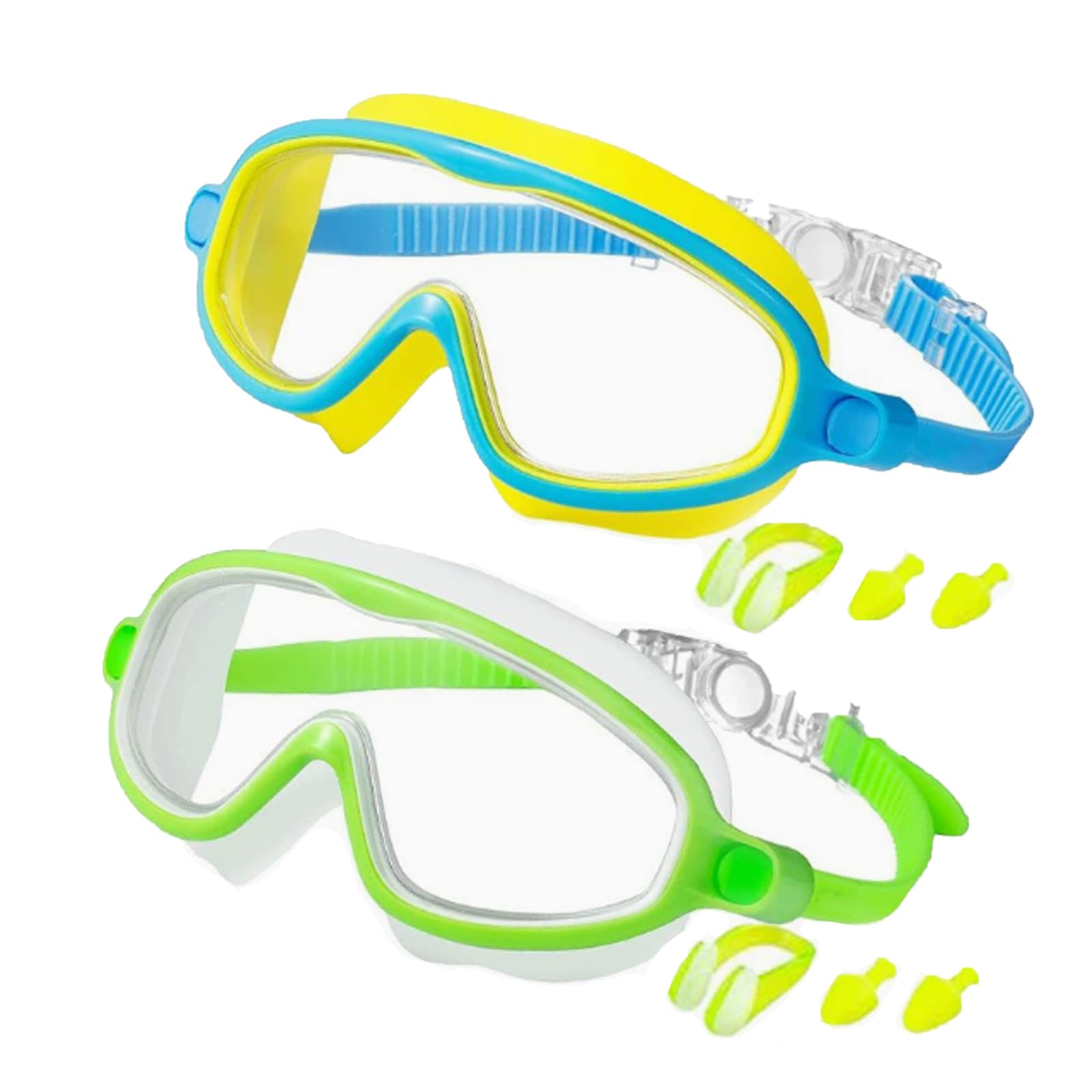 Alevez Tibatoes Goggles, with Nose Clip and Ear Plugs, No Leak Swim Goggles 2PCS (E)