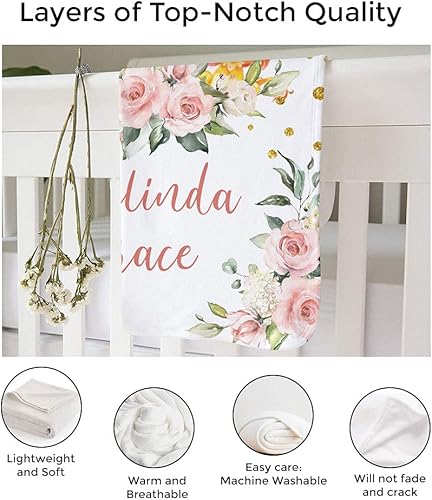 Miniatura 10 de MDPrints - Mantas de bebé personalizadas de vaca para niñas, regalos personalizados para bebés, manta personalizada para recién nacidos con nombre,