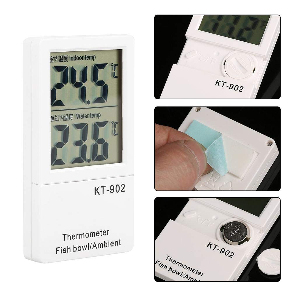 Fdit Termómetro de Acuario Digital de LCD Termómetro de Tanque de Peces Alarma Dual de Temperatura Metro de Exhibición de Temperatura