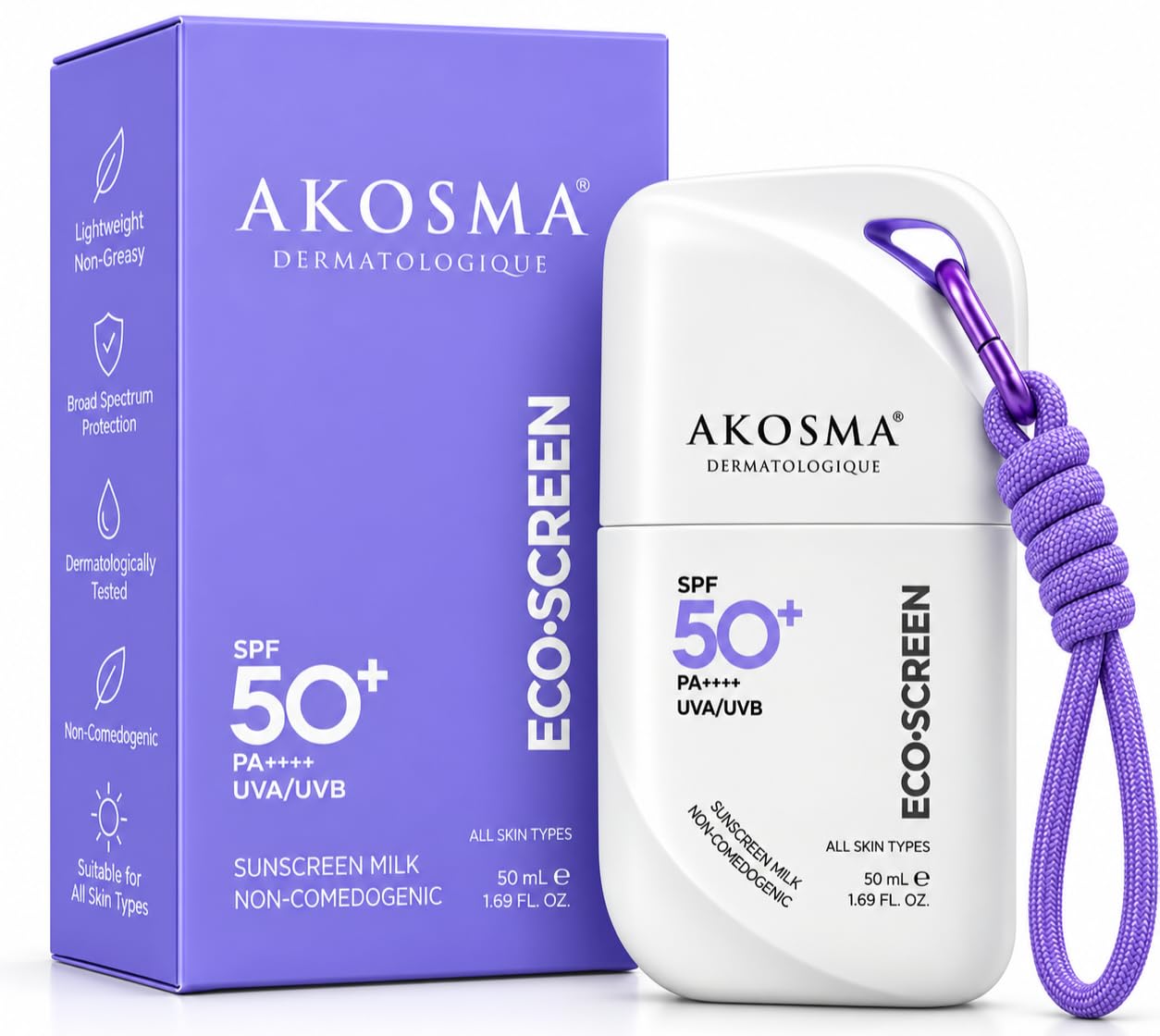 AKOSMA Eco-Screen Sunscreen Milk SPF 50+ PA++++ 50ml - Image 1