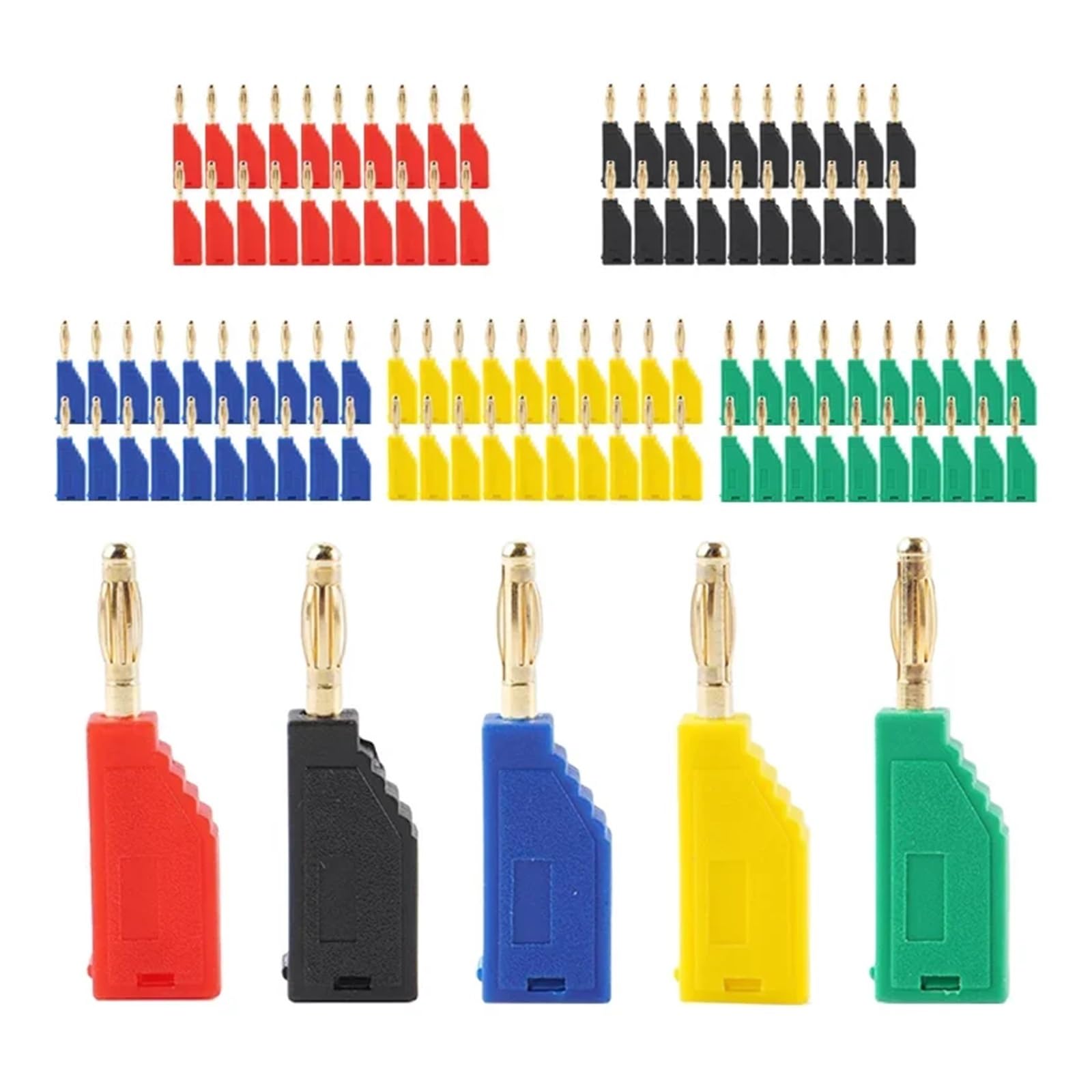 Lot de 20/80 fiches bananes empilables en cuivre nickelé de 2 mm, connecteurs électriques à souder, outils de bricolage(80 Black)