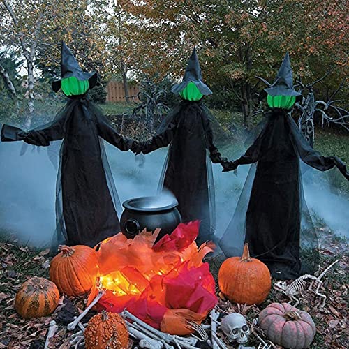 Halloween-decoraties, heksen die hand vasthouden, schreeuwende sensor, heldere verlichting 7 kleuren, waterdichte Halloween-heksen met haringen