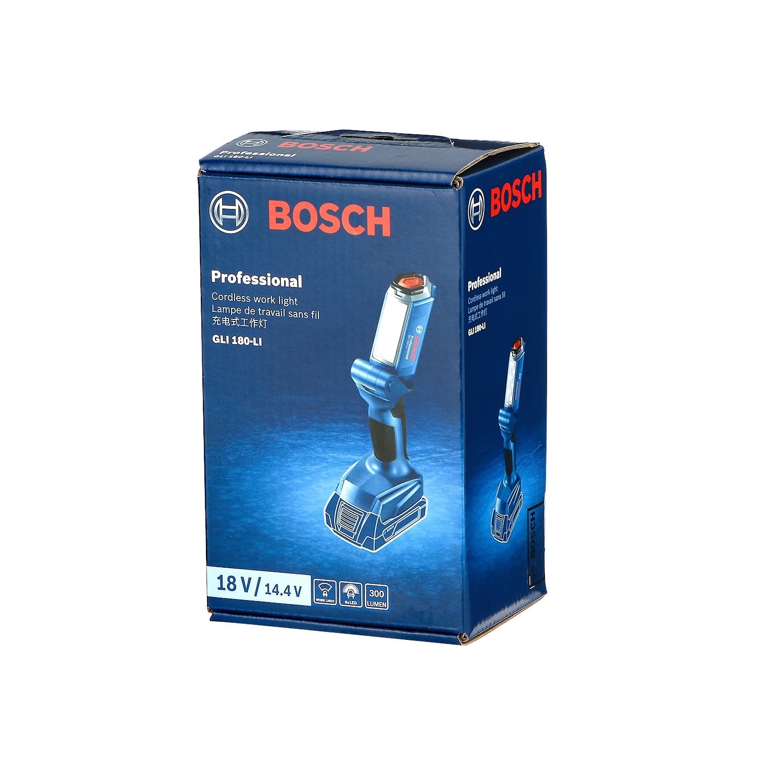 Bosch Professional 18V System GLI 18V-300 Cordless LED Construction site floodlight (max. Brightness 300 Lumen, excluding Batteries and Charger, in Carton)