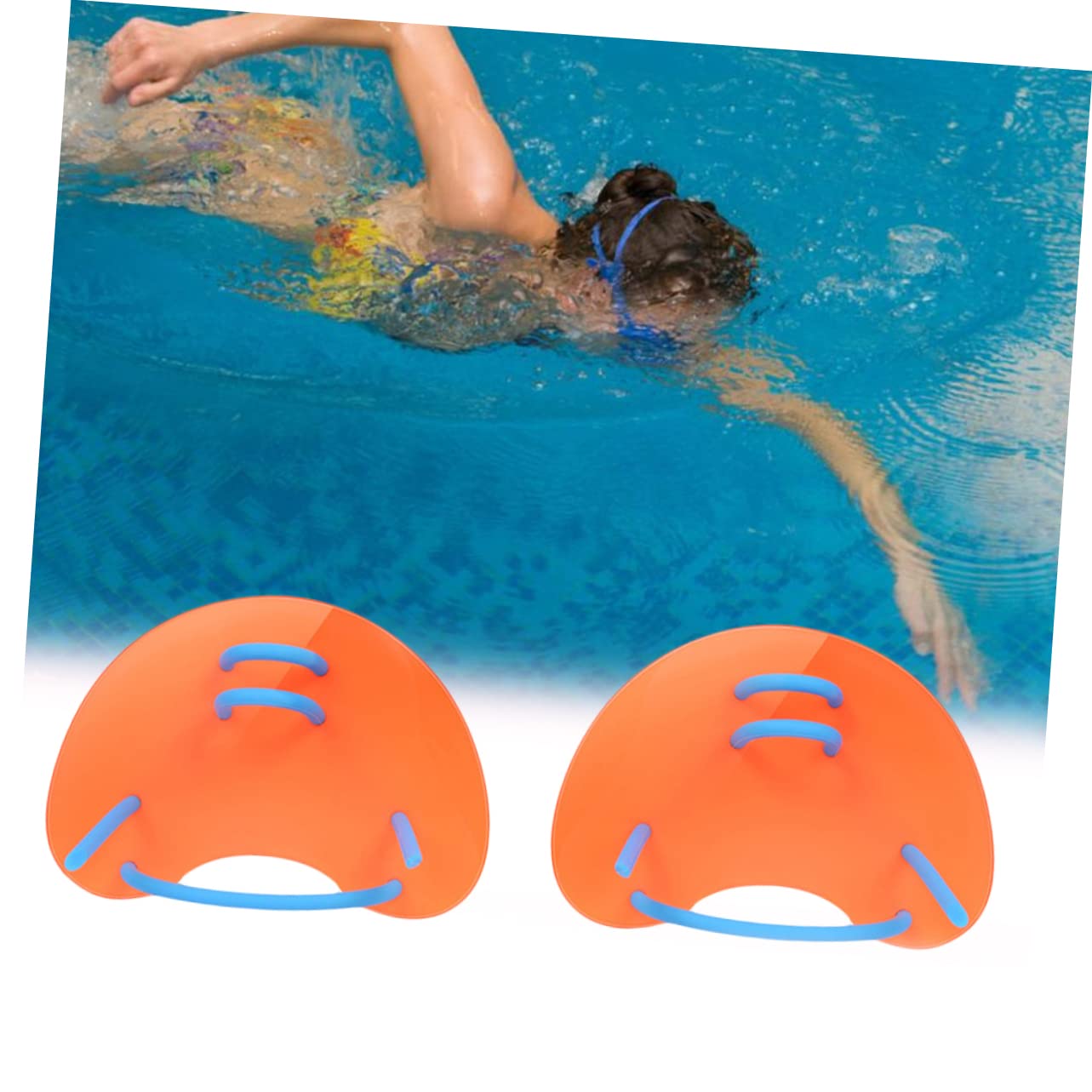 MUSISALY Swim Webbed Gloves for Adults Ergonomic Paddling Palm Training Equipment Orange for Improved Swimming Techniques for Beginners Athletes Strap