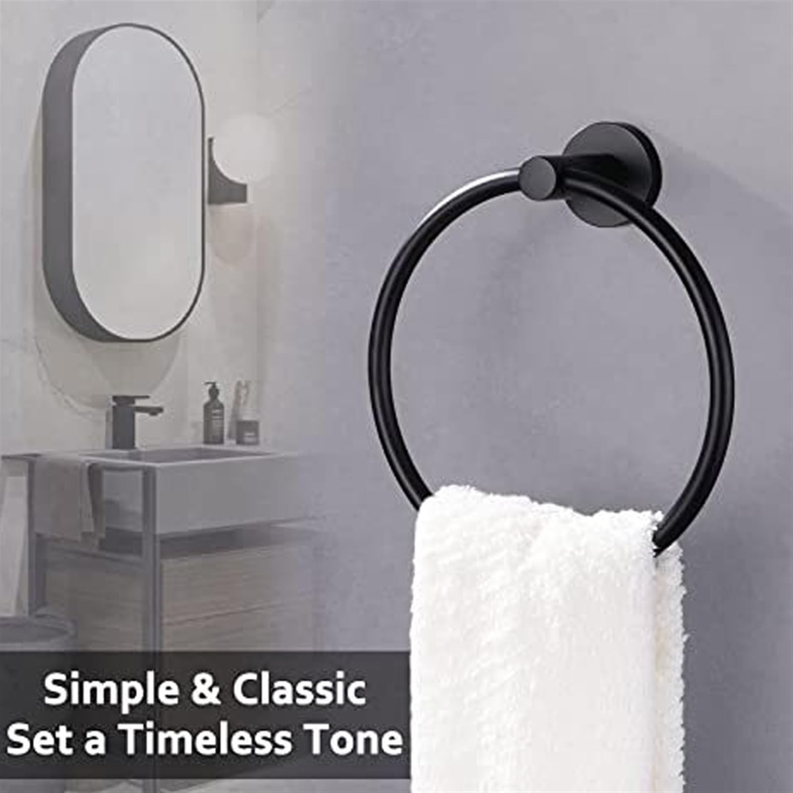 Accessorio Bagno Portasciugamani Ad Anello Cromato Lineb - Per Bagno, In Acciaio Inossidabile, Con Installazione A Viti O Adesiva (Senza Trapano) Accessorio Bagno Design Lineb