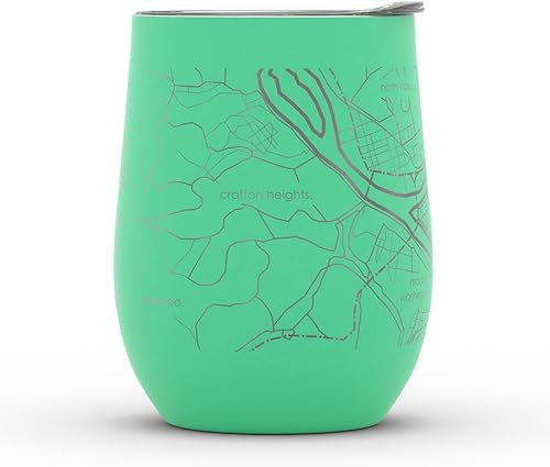 Vista 1081 de Well Told Lexington Kentucky Map - Vaso de vino aislado con grabado de mapa de Kentucky, taza de acero inoxidable grabada (12 onzas, verde domingo)