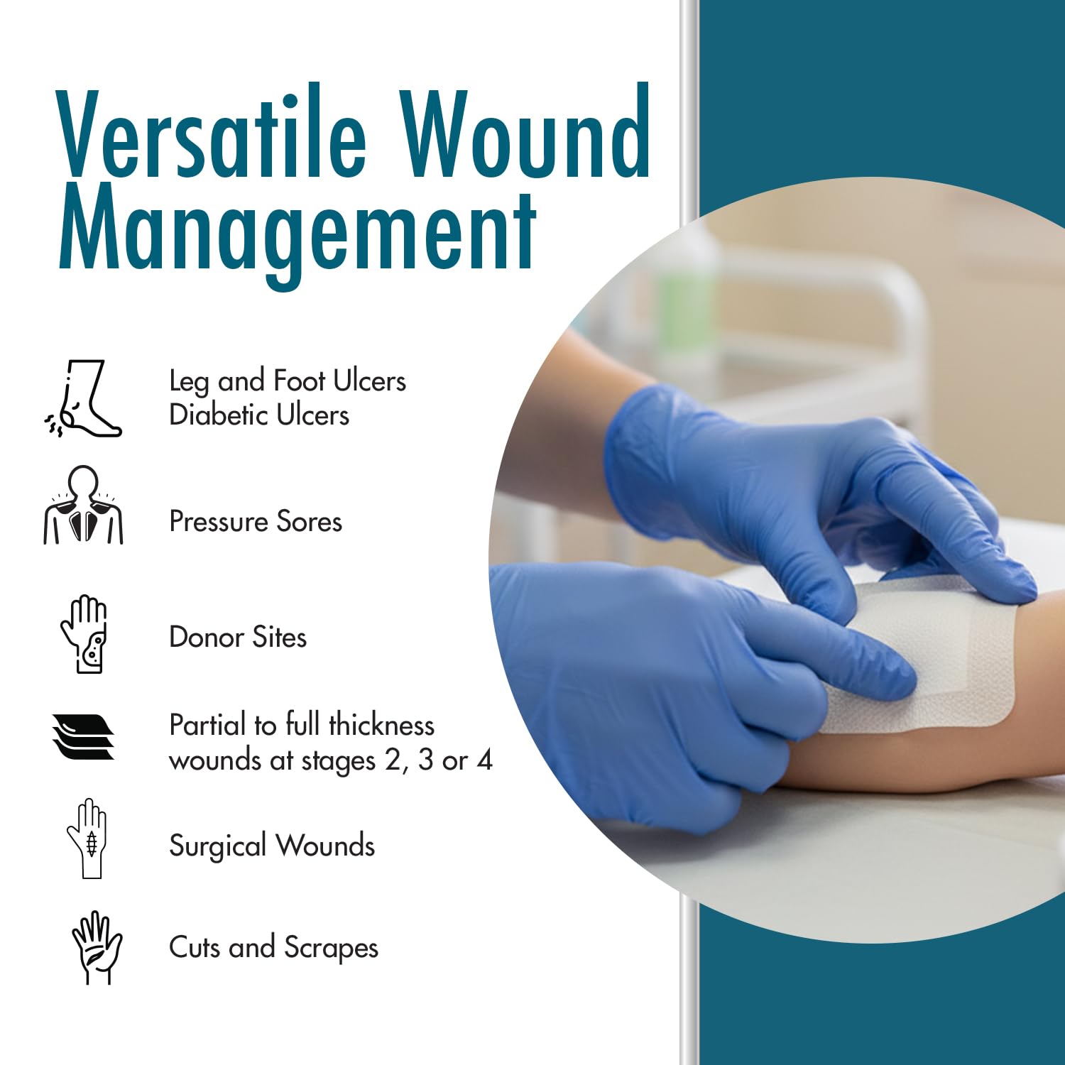 Dynarex Dynafoam Waterproof Bordered Adhesive Foam Wound Dressing Bandage, 10 Count